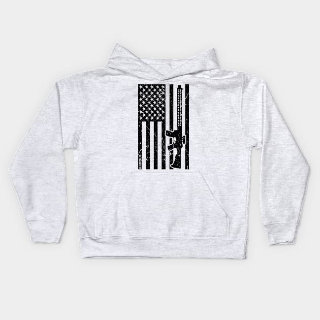 Distressed Flag with AR15 Kids Hoodie by Rebranded_Customs